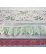 119 Yards Mixed Colors Shades Widths Lace Ribbon Doll Lingerie Craft Tri... - $16.99