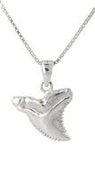 Jewelry Trends Sterling Silver Shark Tooth Pendant Necklace 18&quot; - £34.57 GBP