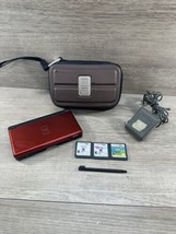 Nintendo DS Lite Crimson Red/Black with Stylus Charger &amp; 3 Games- Tested - $79.19