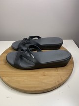 Crocs Hilga Women&#39;s Size 10 Black Slides Wedge Sandals Slip On Strappy Shoes - £19.45 GBP