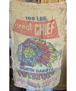 Vintage North Dakota Potatoes Burlap Farm Sack 20in x 32in Indian Chief ... - $55.00