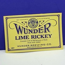 Vintage label soda pop ephemera paper vtg Wunder lime rickey oakland cal... - £9.25 GBP