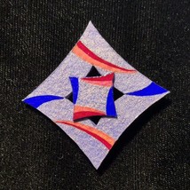 Curvy Square Jewelry Art Brooch in blue Violet Red Pink and Ultramarine Blue - $42.74