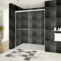 56-60 x 76 Bypass Sliding Shower Door ULTRA-A Brushed Nickel by LessCare - £543.10 GBP