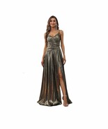 Faeriesty Silver Metallic Prom Dress Gown Maxi Size M Spaghetti Straps A... - $1,068.11 MXN