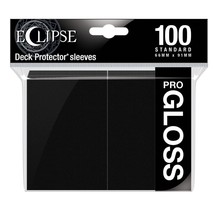1 pack of 100 Ultra PRO Pro-Gloss Eclipse Jet Black Std Sized Card Sleeves - $310.67 MXN