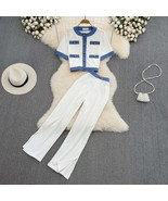 Knitted White Sleeveless Vest Tops Streetwear High Waist Wide Leg Long P... - €75,74 EUR Knitted White Sleeveless Vest Tops Streetwear High Waist Wide Leg Long P... - €75,74 EUR