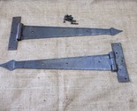 2 LARGE Strap T Hinges 15&quot; Tee Hand Forged In Fire Barn Rustic Medieval ... - £34.90 GBP
