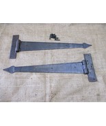 2 LARGE Strap T Hinges 15&quot; Tee Hand Forged In Fire Barn Rustic Medieval ... - £33.57 GBP