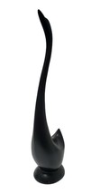 Crane Bird Black Swan Heron Statue Pottery Black Matte Long Neck Porcelain/Ceram - £18.70 GBP