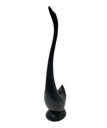 Crane Bird Black Swan Heron Statue Pottery Black Matte Long Neck Porcela... - £18.43 GBP