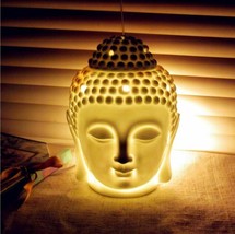 Buddha Head Ceramic Aroma Oil Burner Diffuser Indian Incense Tibetan Ornament - £25.54 GBP
