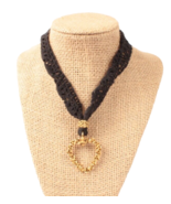 Vintage Crochet Choker Necklace with Roses Heart 15 Inches - $193.83 MXN