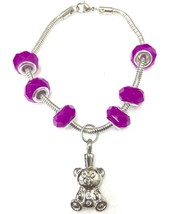 Elegant Fuschia Murano Bead Cremation Bracelet Funeral Cremation Urn for Ashes - £71.93 GBP