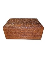 Vintage Indian Mughal Floral Design Hand Carved Wood Box 6x4 - €37,12 EUR