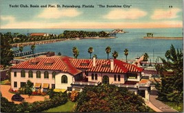 Yacht Club Basin &amp; Pier St. Petersburg FL &quot;The Sunshine City&quot; Postcard PC44 - £3.90 GBP