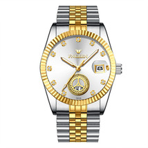 Middle-Aged Gold Watch Men&#39;s Quartz Watch Dad Grandeur Design Waterproof Electro - £24.09 GBP