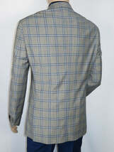 Men's Mono Turkey Sport Coat 100% Super 180s Wool 1480-03 Gray Blue Plaid image 3