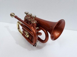 Pocket Trumpet Bb Pitch Copper Color With Case &amp; Mouthpiece, Nicely Tuned - £91.46 GBP