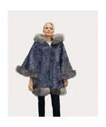 Barya New York Women&#39;s Poncho Overcoat with Fox Fur Hood - £302.85 GBP