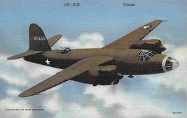 B-26 Bomber Plane US WII Military 1940s linen postcard - £5.48 GBP