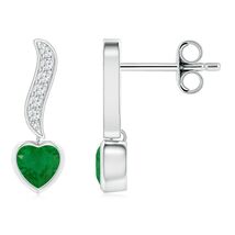ANGARA Natural Emerald &amp; Diamond Swirl Drop Earrings in Silver for Women... - $341.05+