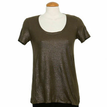 Eileen Fisher Caper Green Linen Jersey Shimmer A-line Top Xs - £63.94 GBP