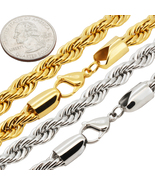 316L Stainless Steel 18k Gold Plated 9mm Rope Chain Necklace Bracelet 8.... - $22.99+