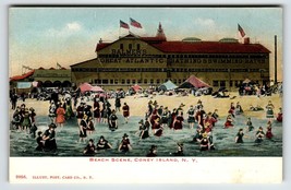 Coney Island New York Postcard Beach Scene Balmer&#39;s Bathing Swimming Baths 2056 - £10.02 GBP