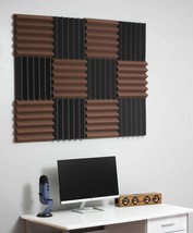 2x12x12 BROWN and BLACK Acoustic Wedge Soundproofing Studio Foam Tiles 1... - $34.64
