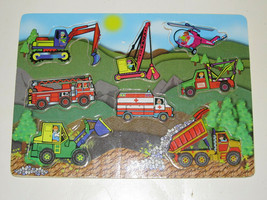 Wooden Tray Puzzle with Trucks and Construction Equipment - Pre-School - £6.36 GBP