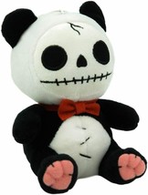 Ebros Furry Bones Skeleton Pandie Panda with Red Bow Tie Plush Toy Doll 6&quot; Tall - £15.17 GBP