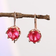 Fashion Simple Gold Color Dangle Earrings Filled  Pink Earring for Women Wedding - £10.47 GBP
