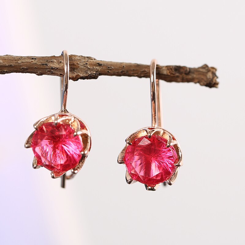 Fashion Simple Gold Color Dangle Earrings Filled  Pink Earring for Women Wedding - £10.34 GBP