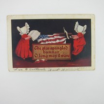 Postcard Sunbonnet Twins Girls Piano American Flag Star Spangled Antique 1906 - £4.71 GBP