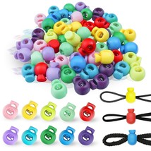 100Pcs 10 Assorted Colors Spring-Loaded Plastic Round Bubble Cord Lock For Face  - £14.38 GBP