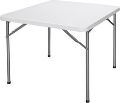 3 Ft Heavy Duty Portable Plastic Folding Table Square Card Utility Table White - £71.55 GBP