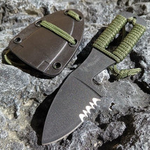 Straight Pocket Knife with Scabbard Tactical Survival EDC Tool Black Bla... - £7.88 GBP