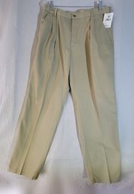 Woolrich Khaki Tan Chino Pleated Mens Pants 100% Cotton 35x30 Straight Leg - $21.46