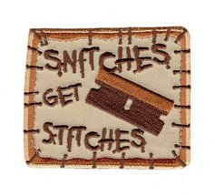 Razor Blade Snitches Get Stitches Embroidered Hook Patch - £9.60 GBP