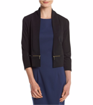 New Nina Leonard Black Career Zip Jacket Shrug Topper Size L Size Xl - £33.98 GBP