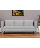 85&quot; Gray Leather Sofa With Brown Legs - $71,257.76 MXN