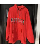 Vintage Nautica Competition Red Fleece Hoodie Size (XL) X-Large Thick Soft - $24.95