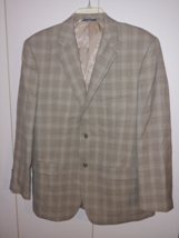 CALVIN KLEIN MEN&#39;S 100% WOOL LT. BROWN PLAID SPORT COAT-42R-NWOT - $44.88