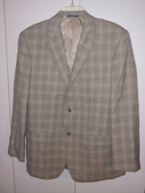 CALVIN KLEIN MEN&#39;S 100% WOOL LT. BROWN PLAID SPORT COAT-42R-NWOT - £35.14 GBP