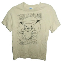 Pikachu Sketched Graphic Small T Shirt Cotton Beige Short Sleeve - £15.84 GBP