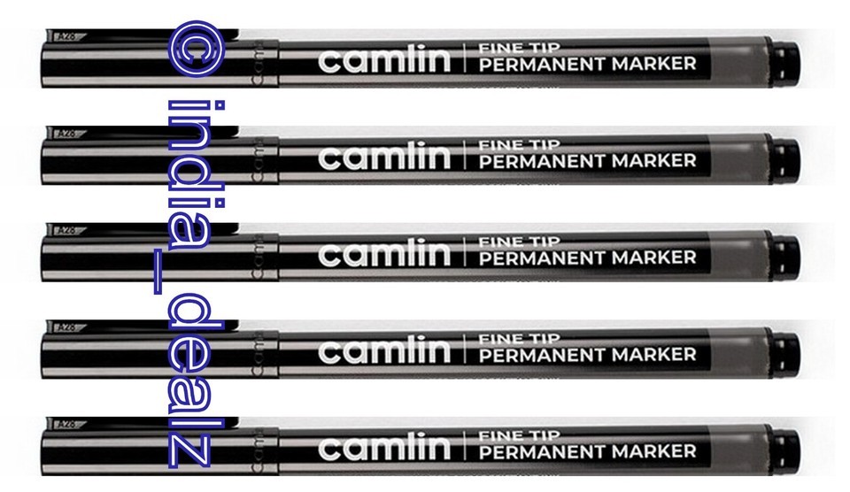 5 x stylos marqueurs permanents Camlin Fine Tip noir marqueur CD DVD OHP... - $8.49