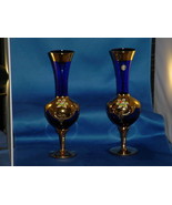 MURANO ITALIAN 2 Blue Glass Vases VINTAGE - £125.14 GBP