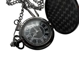 Vintage Black Fantasy Medal Quartz Pocket Watch - Elegant Style - $32.51 CAD