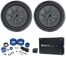 (2) Kicker 48CWR124 COMPR12 12&quot; 2000 Watt Car Subwoofers+Mono Amplifier+Amp Kit - £668.25 GBP